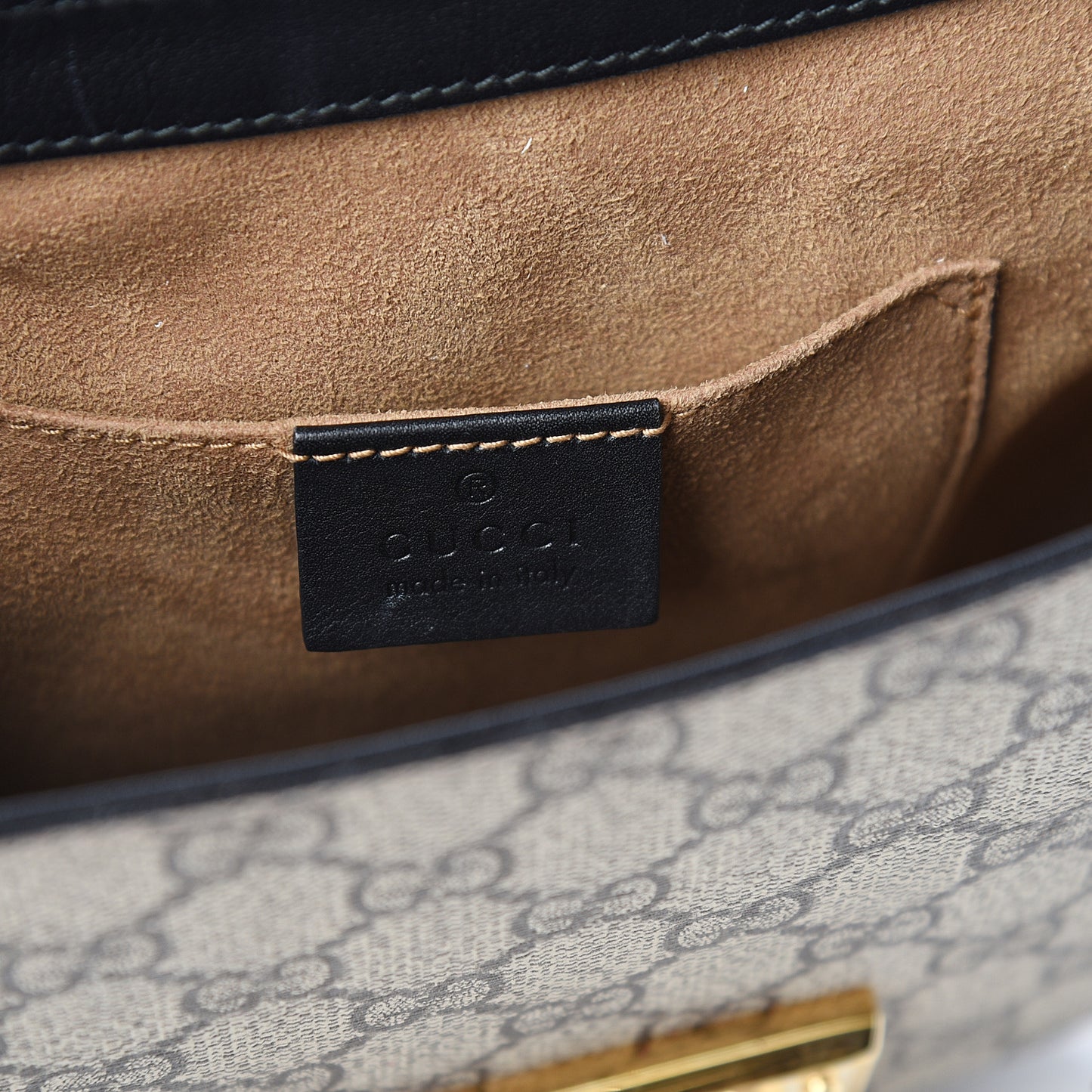 GG Supreme Monogram Web Medium Padlock Messenger Shoulder Bag Black