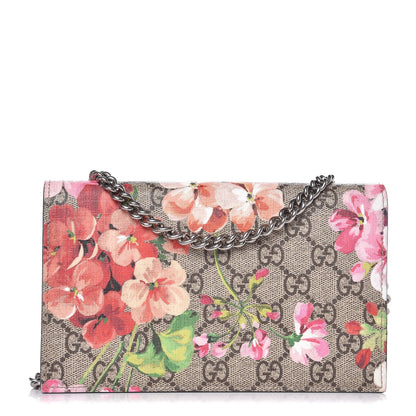 Gucci GG Supreme Monogram Blooms Chain Wallet Beige Multicolor Dry Rose 1 of 7