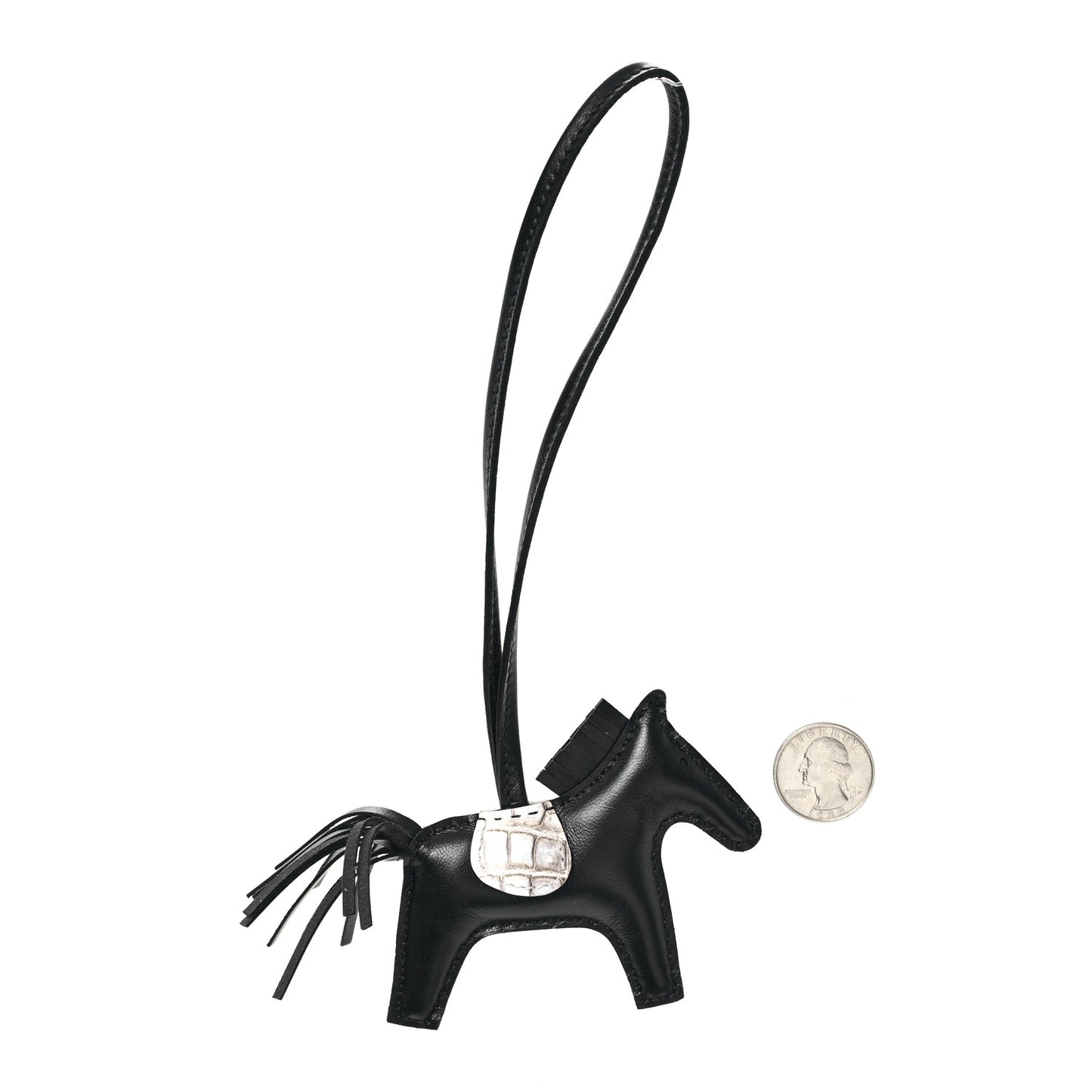 Milo Lambskin Matte Niloticus Crocodile Himalaya Touch Grigri Rodeo Horse Bag Charm PM Black White