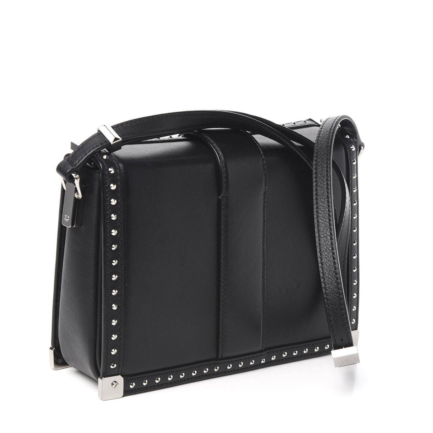 Calfskin Studded Outline Shoulder Bag Black