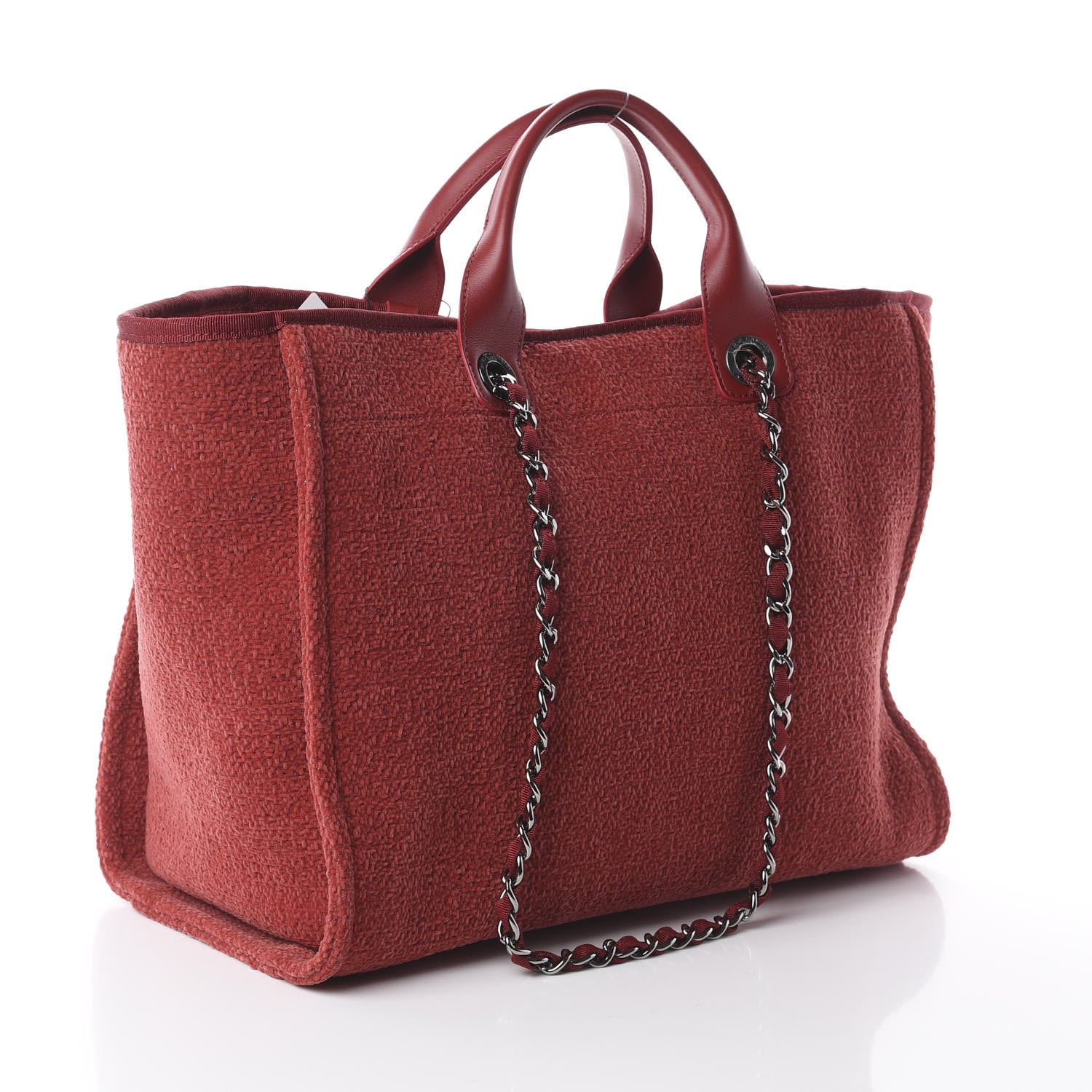 Chanel Lurex Boucle Medium Deauville Tote Red 2 of 8