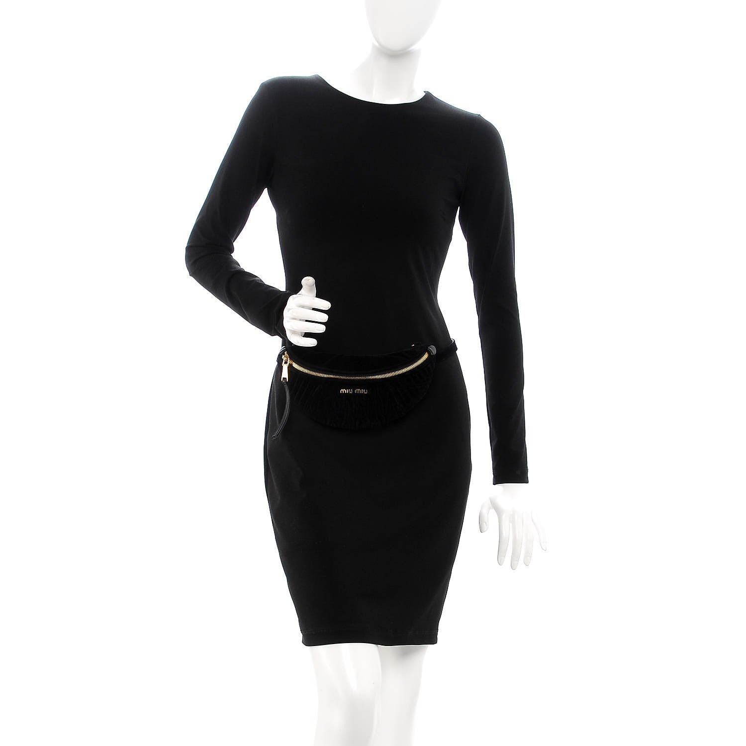 Miu Miu Velvet Matelasse Belt Bag Nero Black 2 of 9