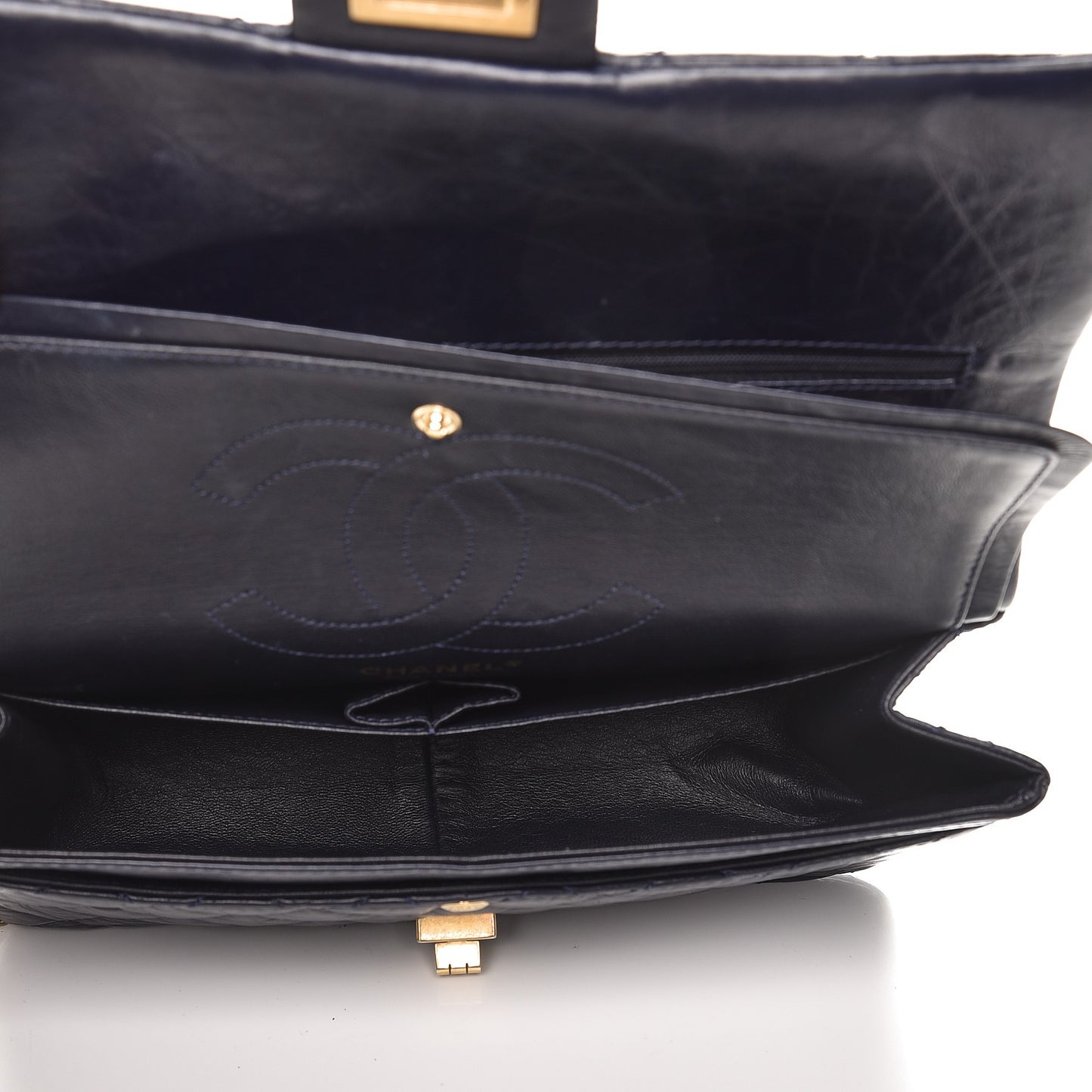 Aged Calfskin Quilted 2.55 Reissue 226 Flap Navy Blue