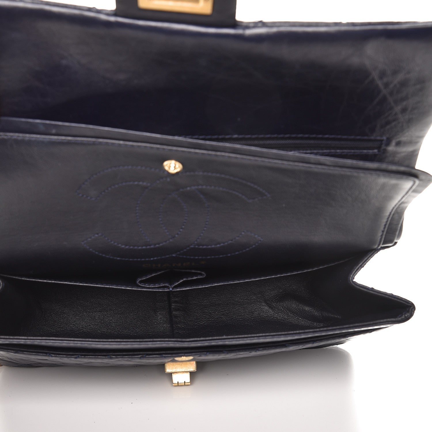 Chanel Aged Calfskin Quilted 2.55 Reissue 226 Flap Navy Blue 5 of 7