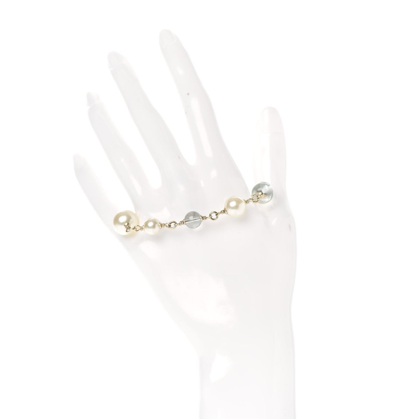 Pearl Beaded CC Bracelet Green Gold