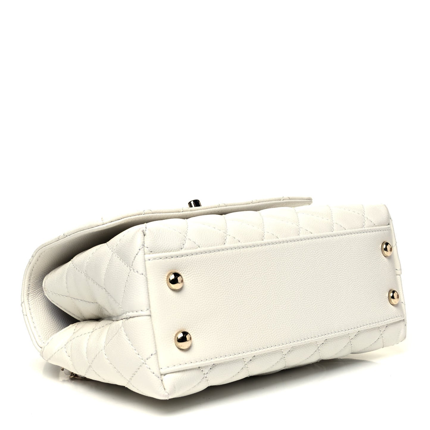 Caviar Quilted Mini Coco Handle Flap White