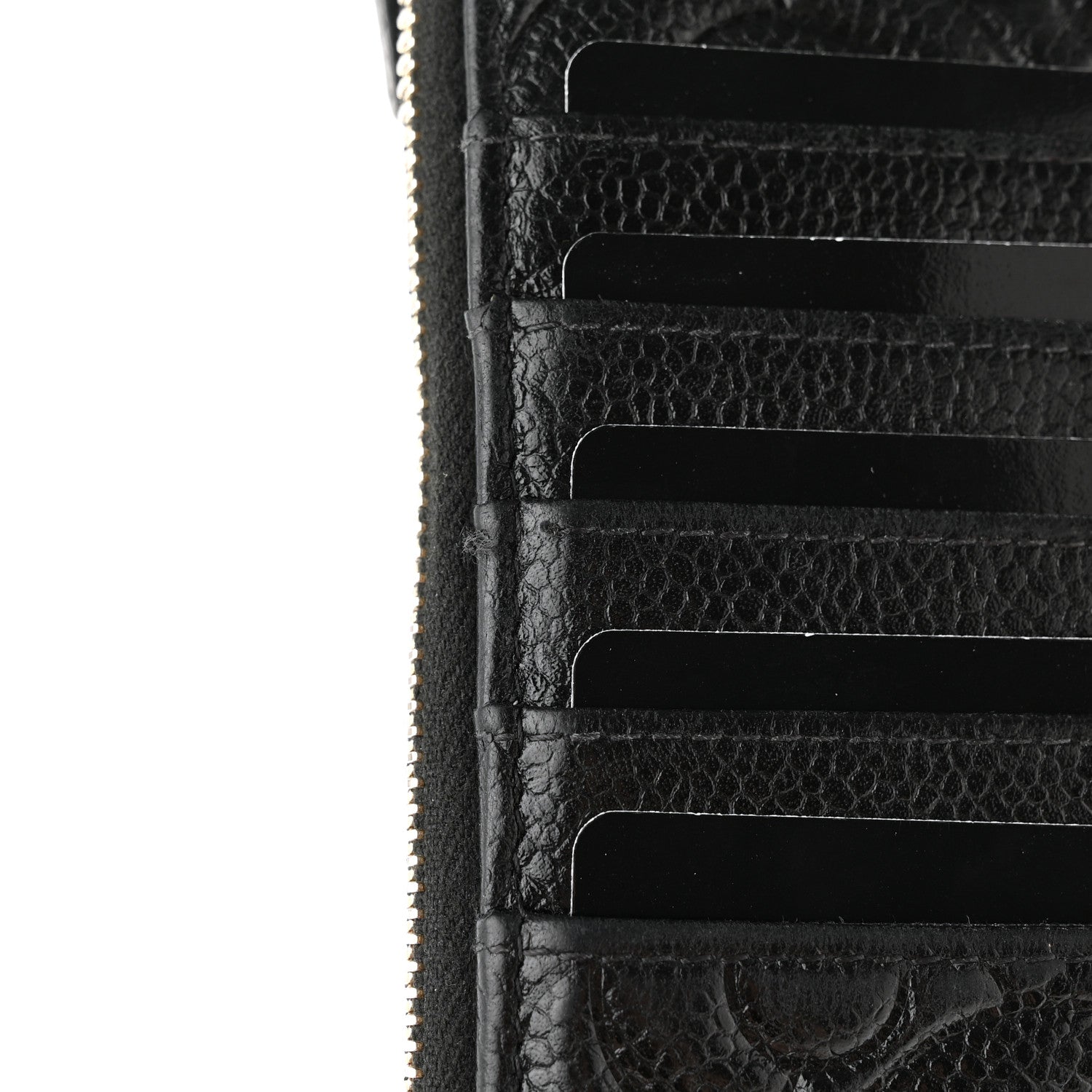 Chanel Caviar Camellia Embossed Classic Flat Wallet Pouch Black 11 of 12