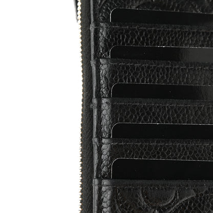 Chanel Caviar Camellia Embossed Classic Flat Wallet Pouch Black 11 of 12