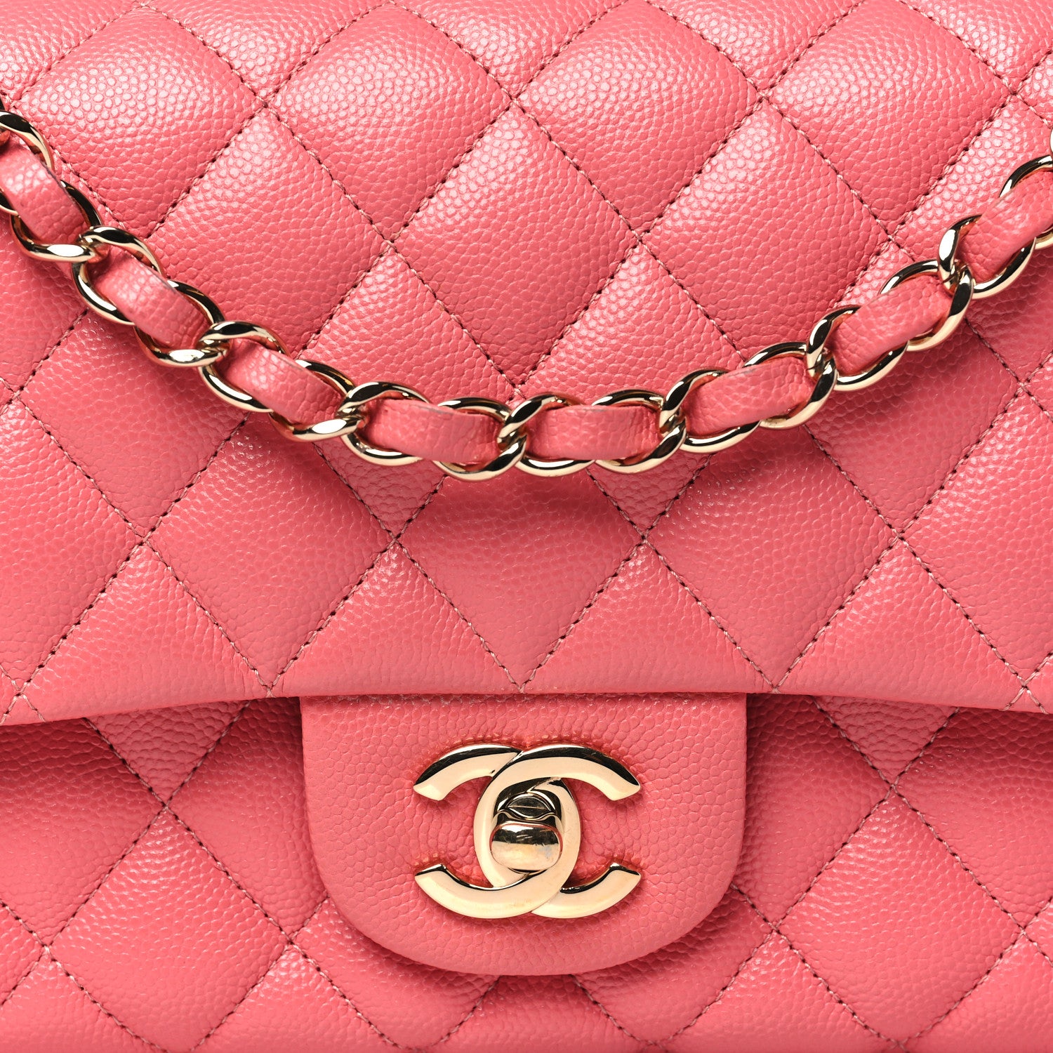 Chanel Metallic Caviar Quilted Medium Double Flap Pink 8 of 10