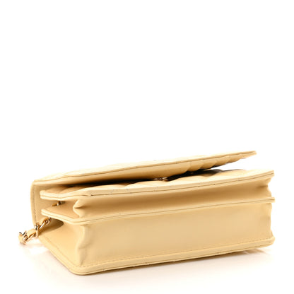 Chanel Lambskin Quilted Mini Wallet On Chain WOC Yellow 4 of 10