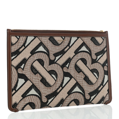 Burberry E-Canvas Monogram Zip Pouch Bridle Brown 3 of 7