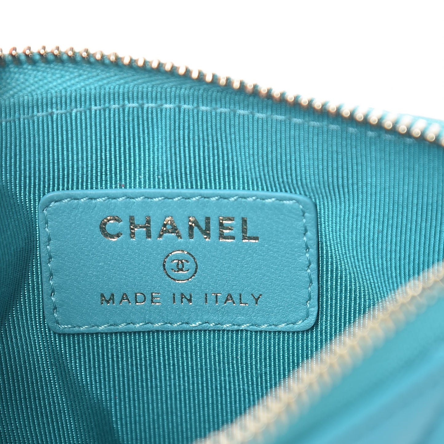 Lambskin Quilted Small Cosmetic Case Turquoise