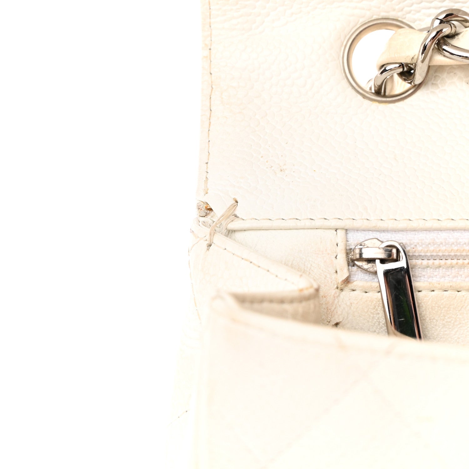 Chanel Caviar Quilted Jumbo Single Flap White 13 of 21