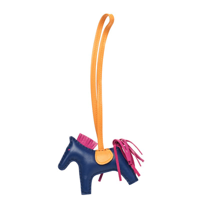 Hermes Milo Lambskin Grigri Rodeo Horse Bag Charm PM Bleu Saphir Rose Pourpre Bouton D'Or 1 of 3