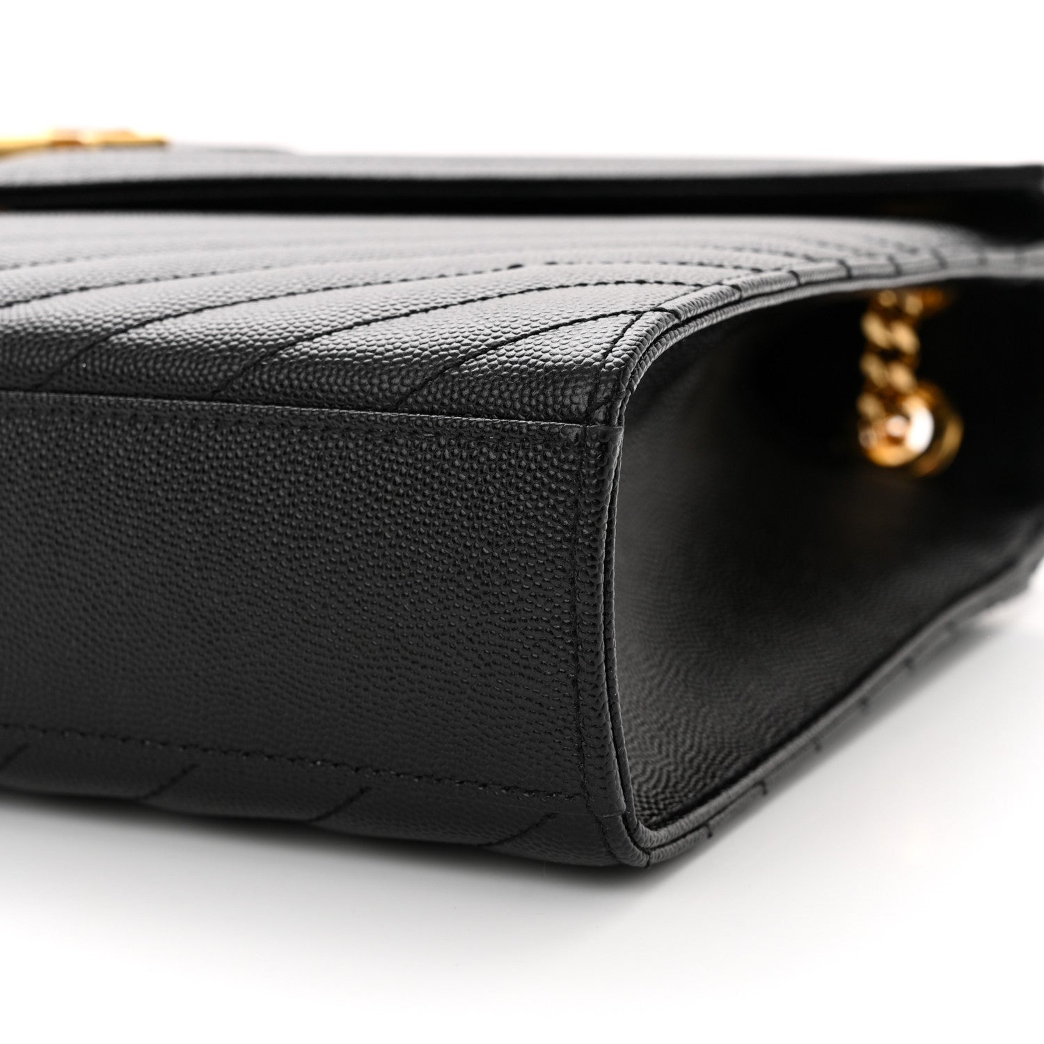 Saint Laurent Grain De Poudre Matelasse Chevron Large Monogram Satchel Black 9 of 9