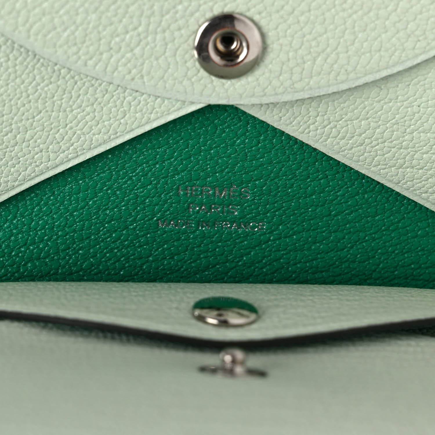 Hermes Chevre Mysore Verso Calvi Duo Card Case Vert Fizz Menthe 6 of 7