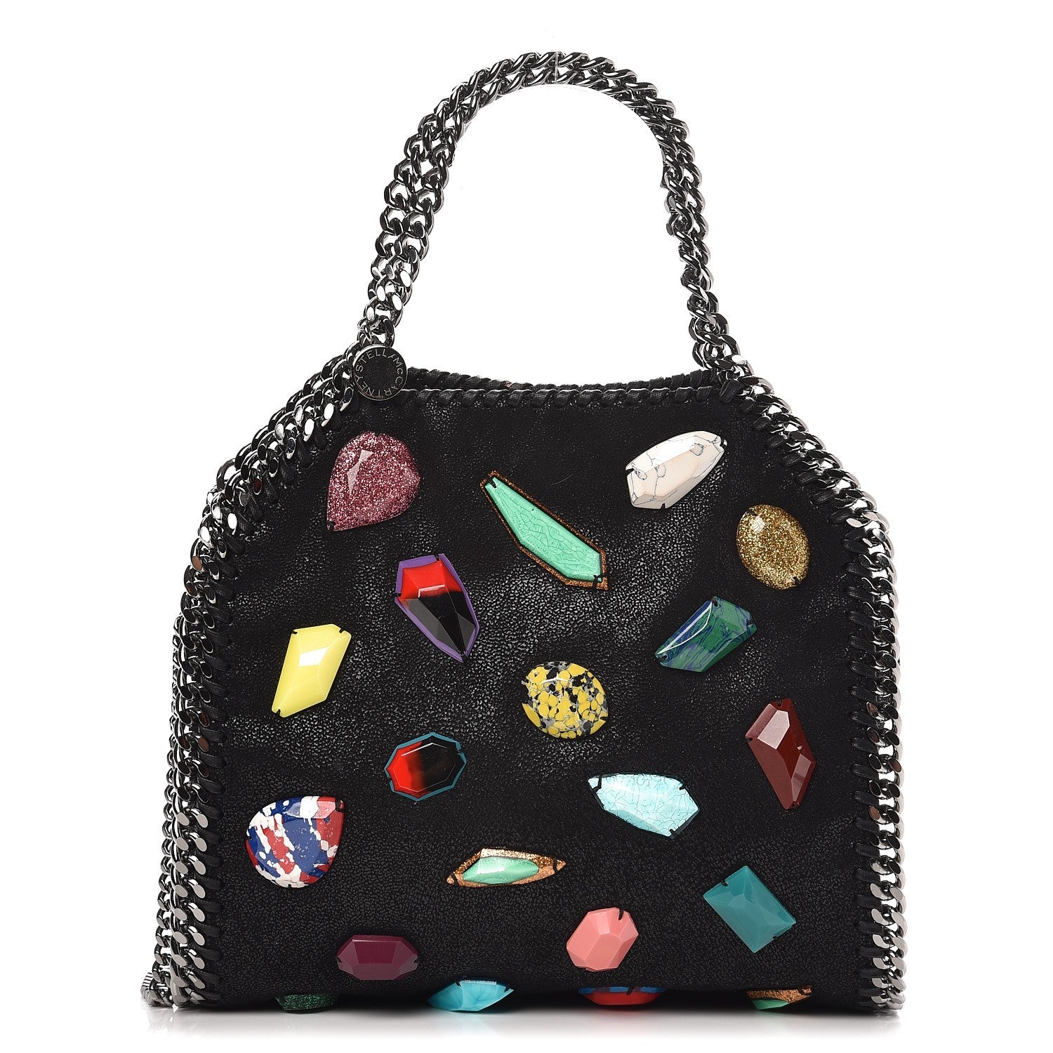 Stella McCartney Shaggy Deer Mini Falabella Stone Embellished Crossbody Tote Black 1 of 7