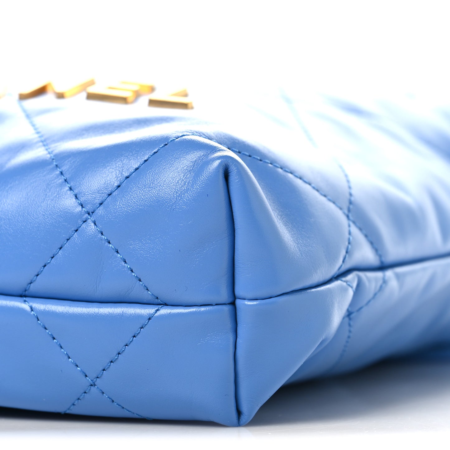 Shiny Calfskin Quilted Mini Chanel 22 Blue