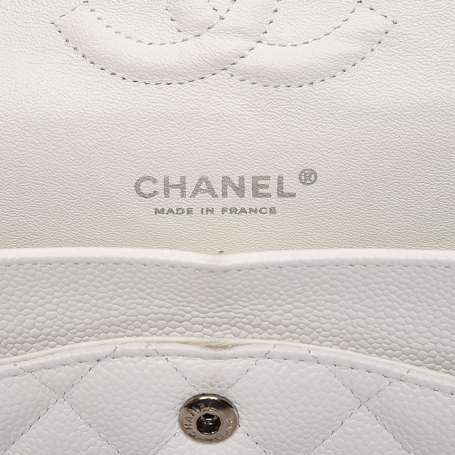 Chanel Caviar Quilted Medium Double Flap White 6 of 12