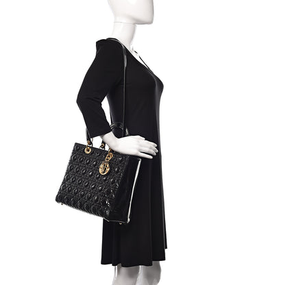 Christian Dior Patent Cannage Large Lady Dior Black 2 of 15