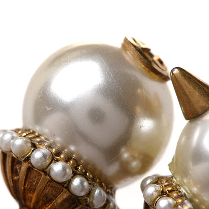 Gucci Metal Pearl Studded Ring S Aged Gold 7 of 7