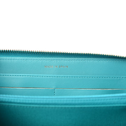 Chanel Lambskin Quilted Large Gusset Zip Around Wallet Turquoise 6 of 7