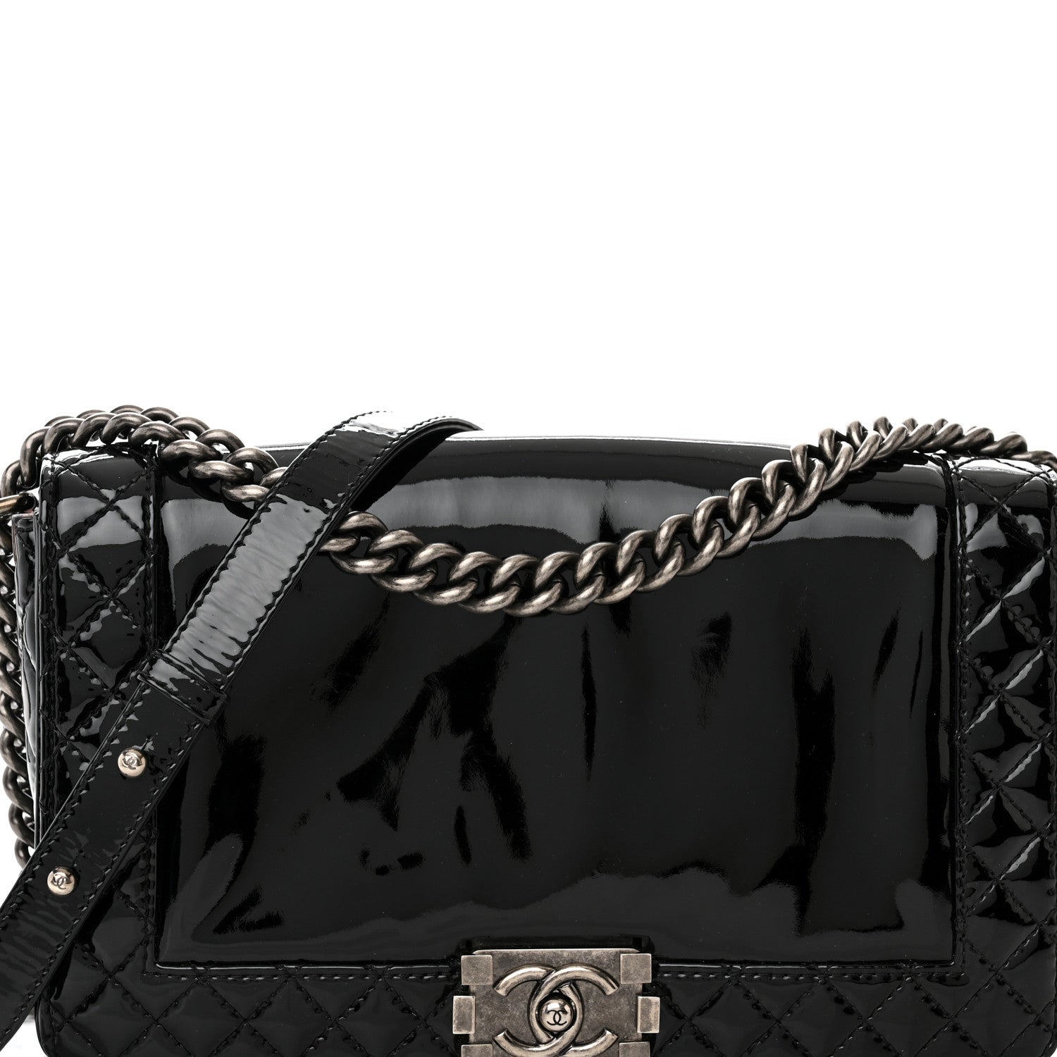 Chanel Patent New Medium Boy Reverso Flap Black 8 of 10