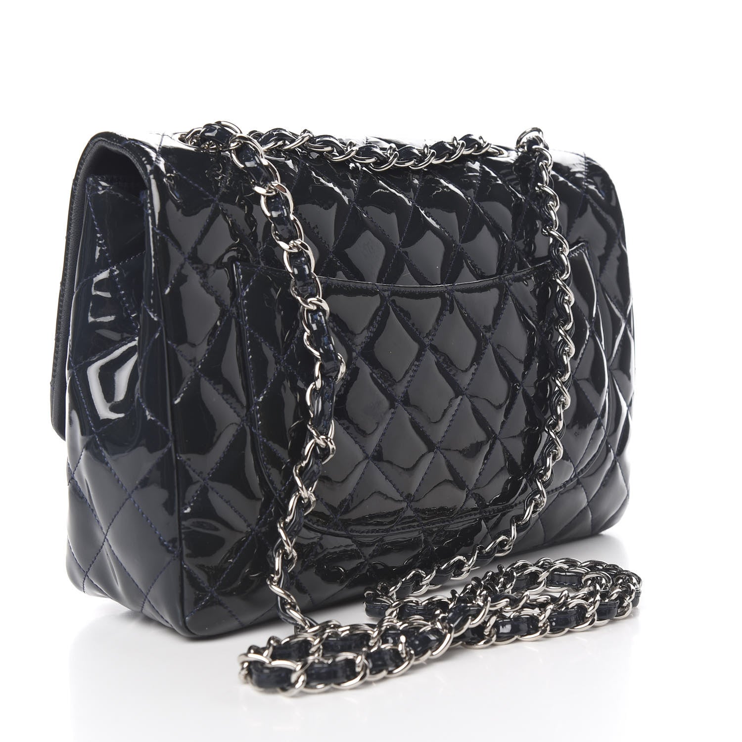 Chanel Patent Quilted Jumbo Single Flap Navy 2 of 9