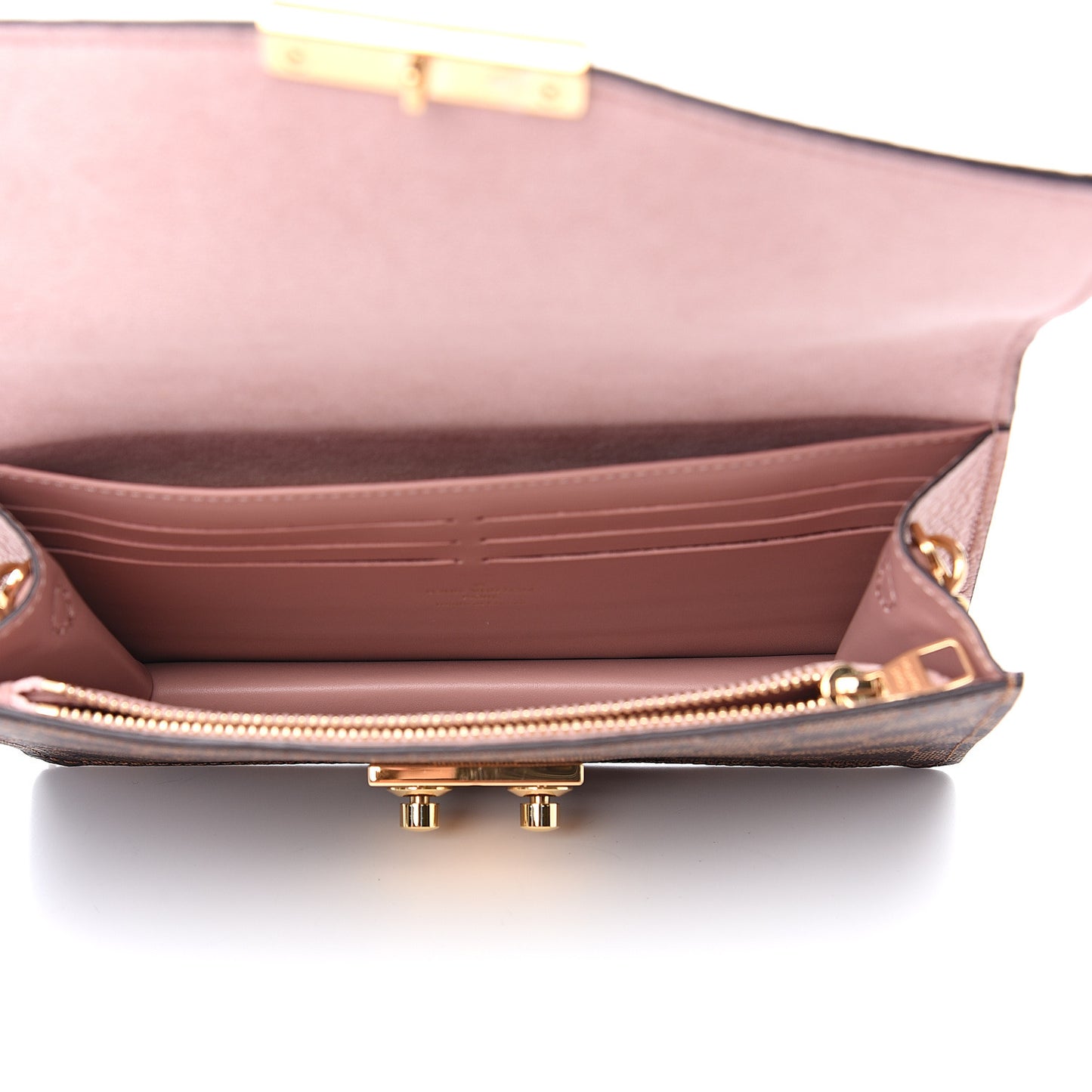 Damier Ebene Croisette Chain Wallet Magnolia