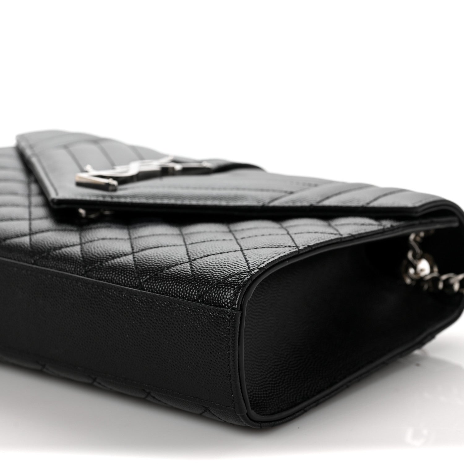 Saint Laurent Grain De Poudre Textured Mixed Matelasse Triquilt Medium Monogram Satchel Black 7 of 8