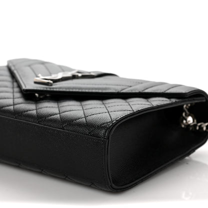 Saint Laurent Grain De Poudre Textured Mixed Matelasse Triquilt Medium Monogram Satchel Black 7 of 8