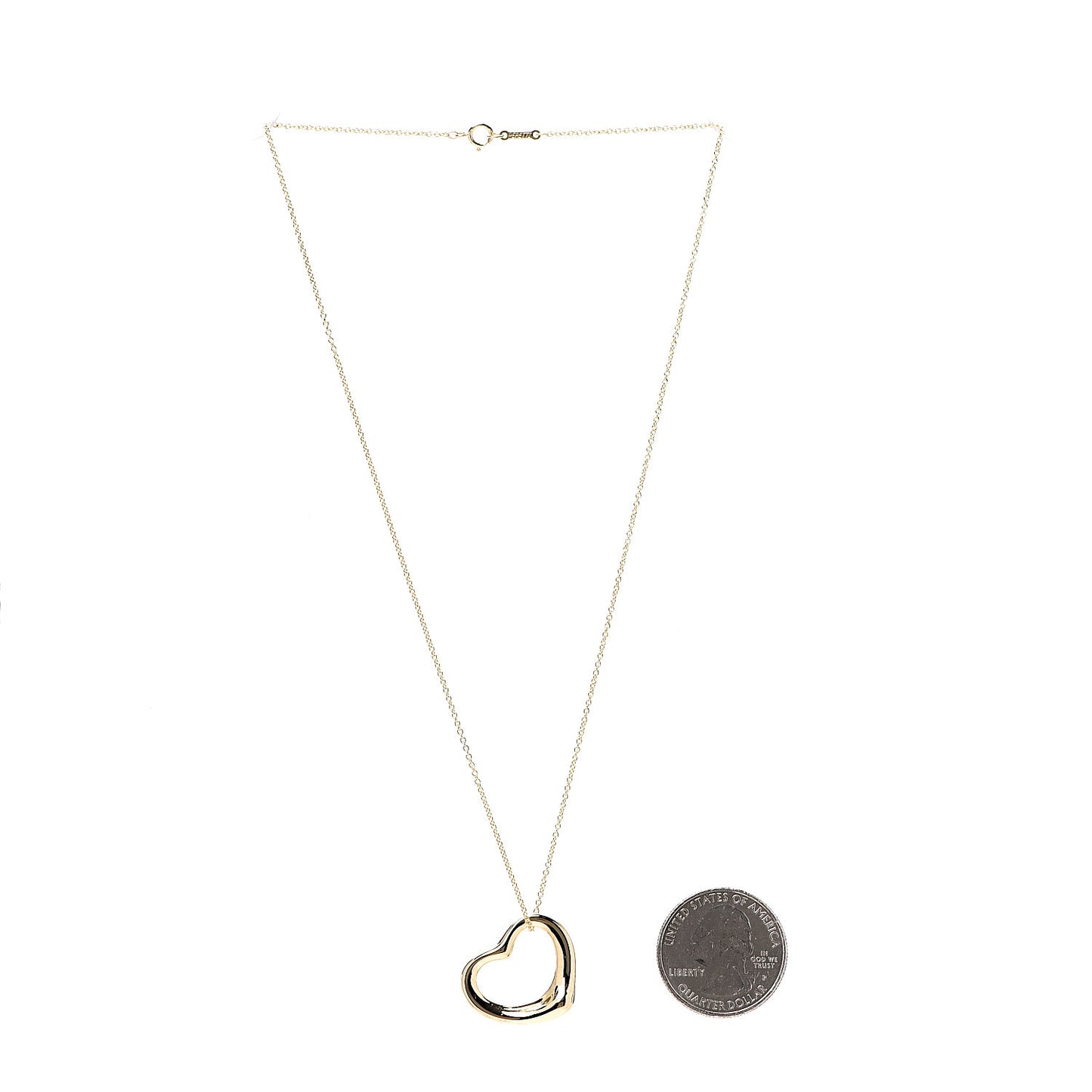 18K Yellow Gold 22mm Elsa Peretti Open Heart Pendant Necklace