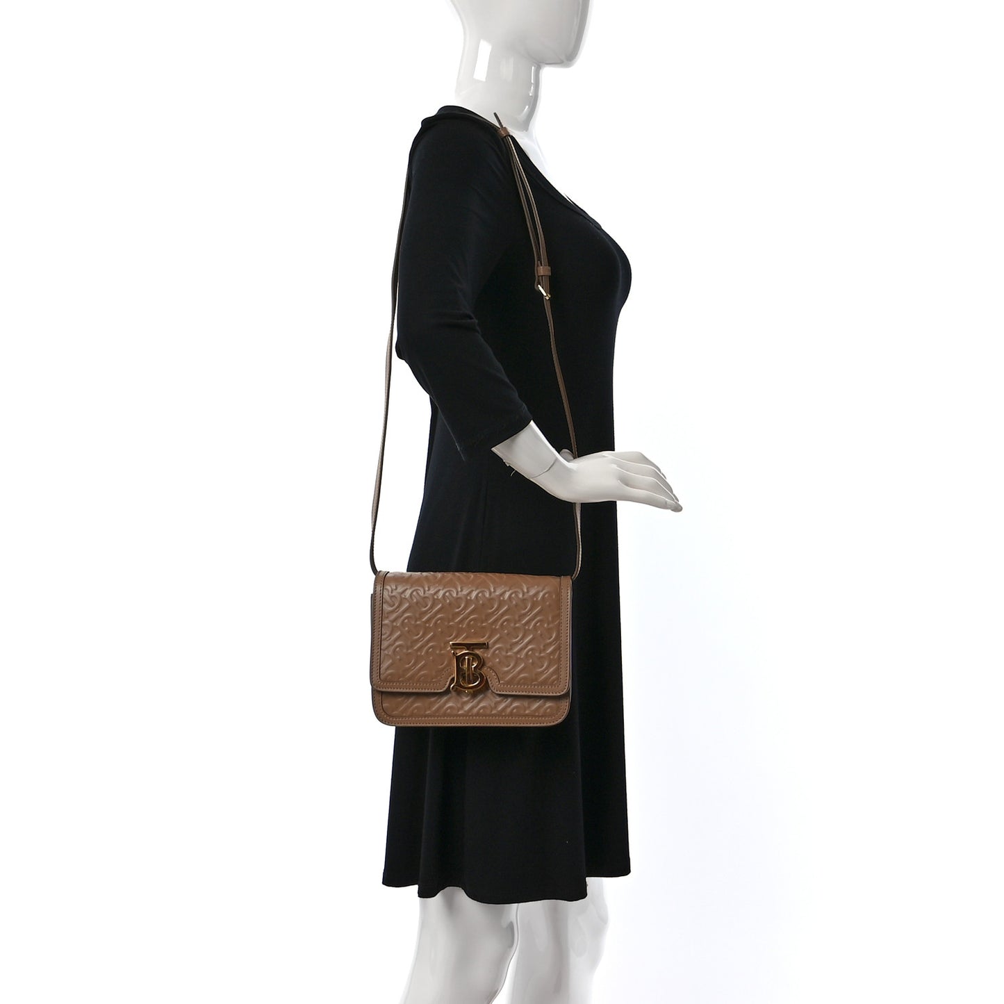 Calfskin Embossed Monogram Small TB Bag Light Camel