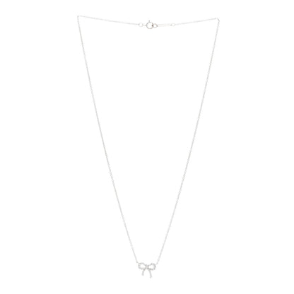 Tiffany 18K White Gold Diamond Mini Bow Pendant Necklace 3 of 5
