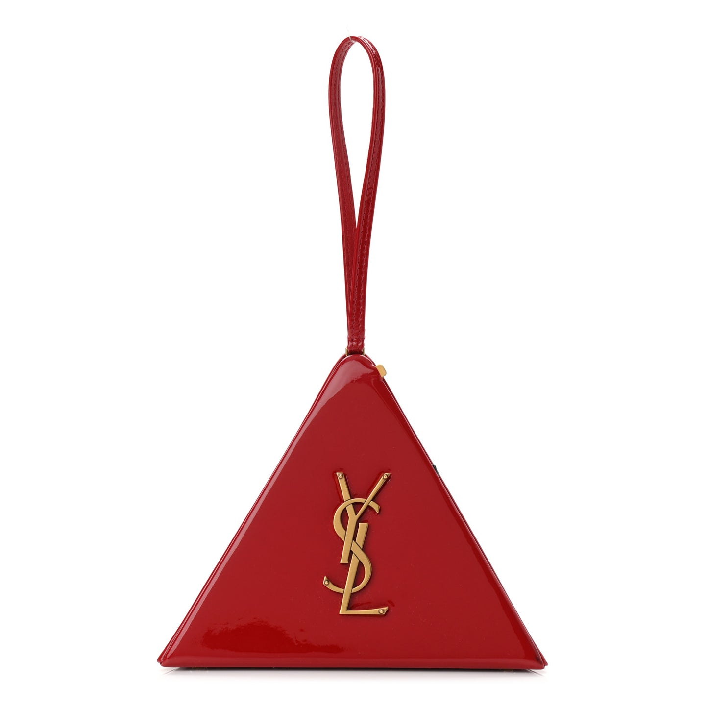Patent Pyramid Clutch Rouge