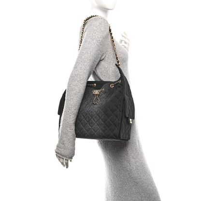 Chanel Washed Denim Quilted Medium Chanel 25 Handbag Black 2 of 10