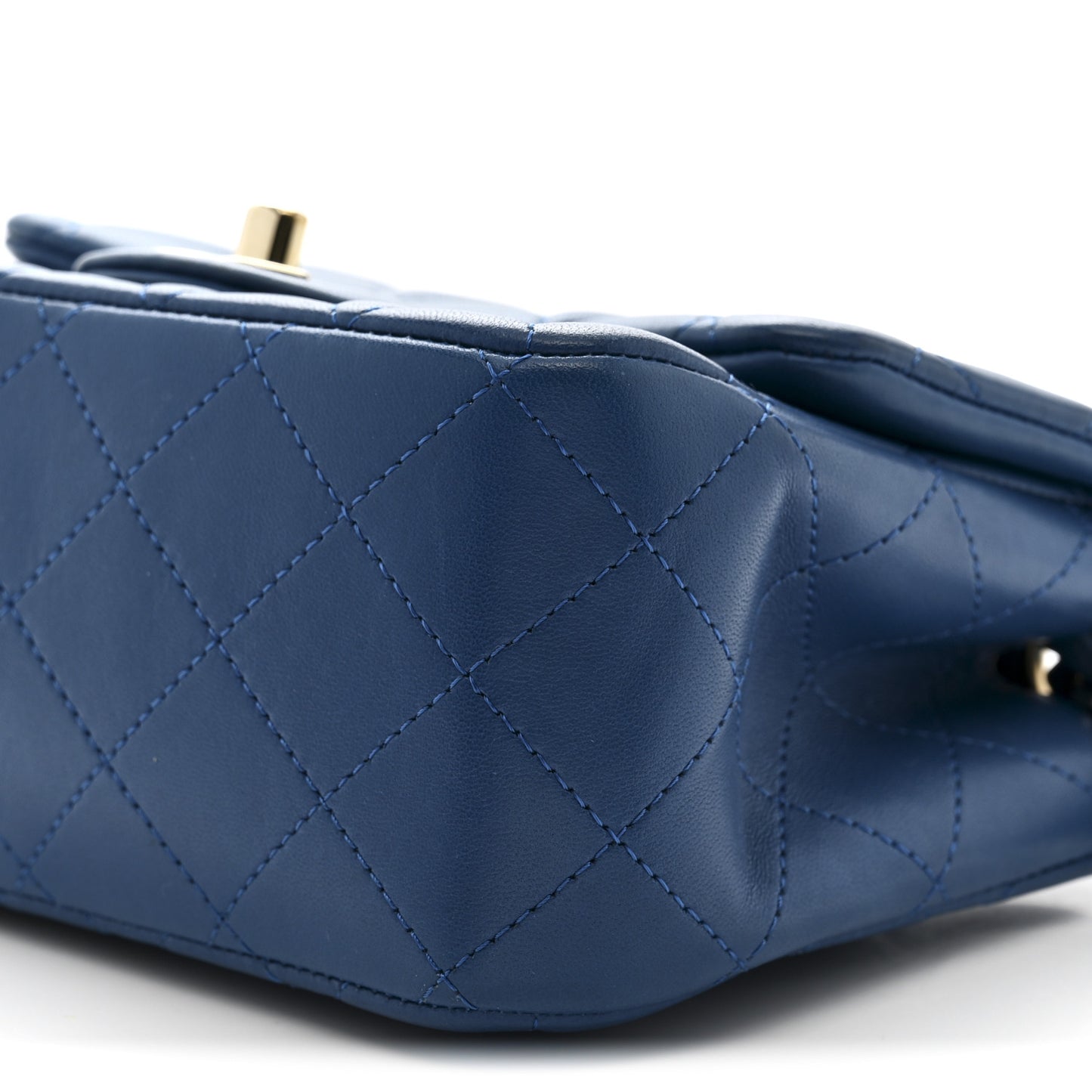 Lambskin Quilted Mini Square Flap Dark Blue