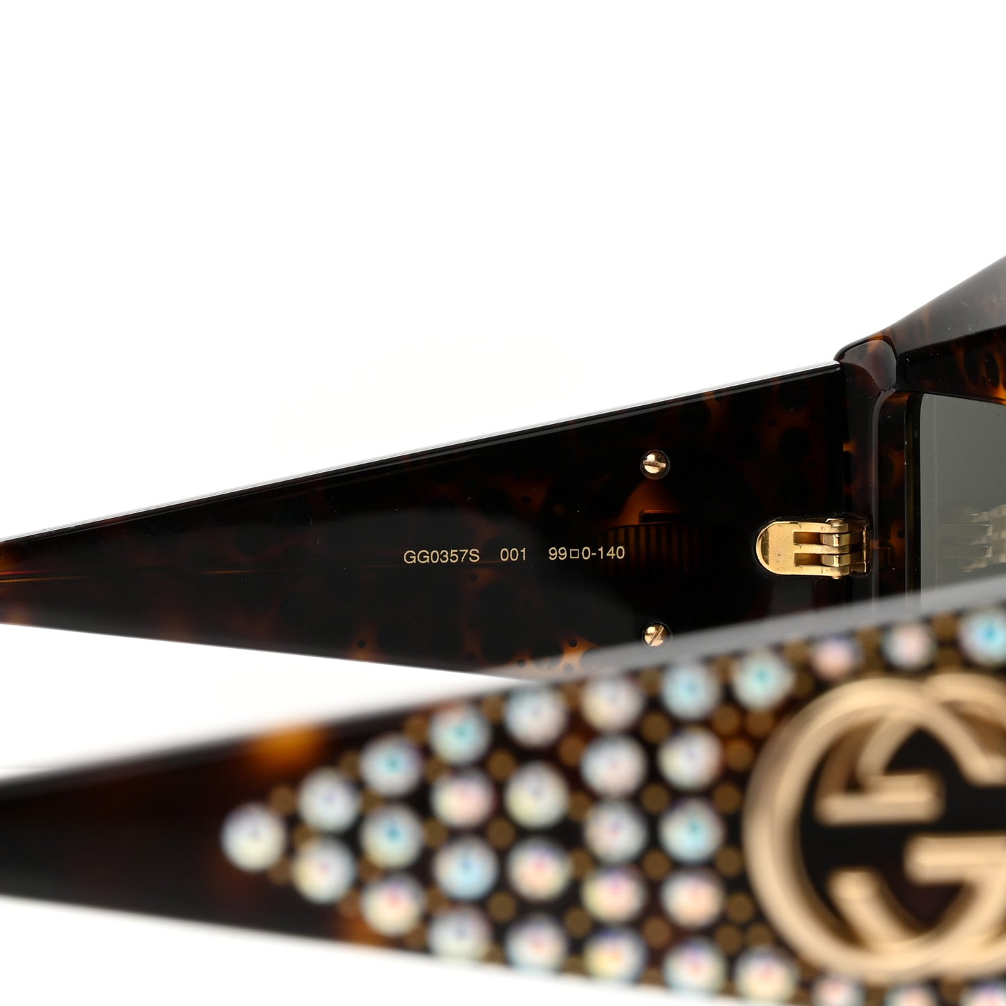 Crystal Rectangular Frame Sunglasses GG0357S Tortoiseshell