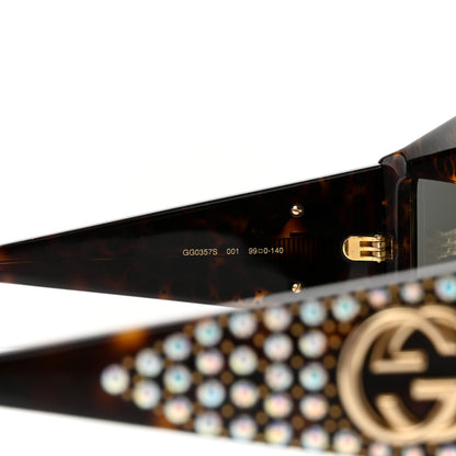Gucci Crystal Rectangular Frame Sunglasses GG0357S Tortoiseshell 6 of 8