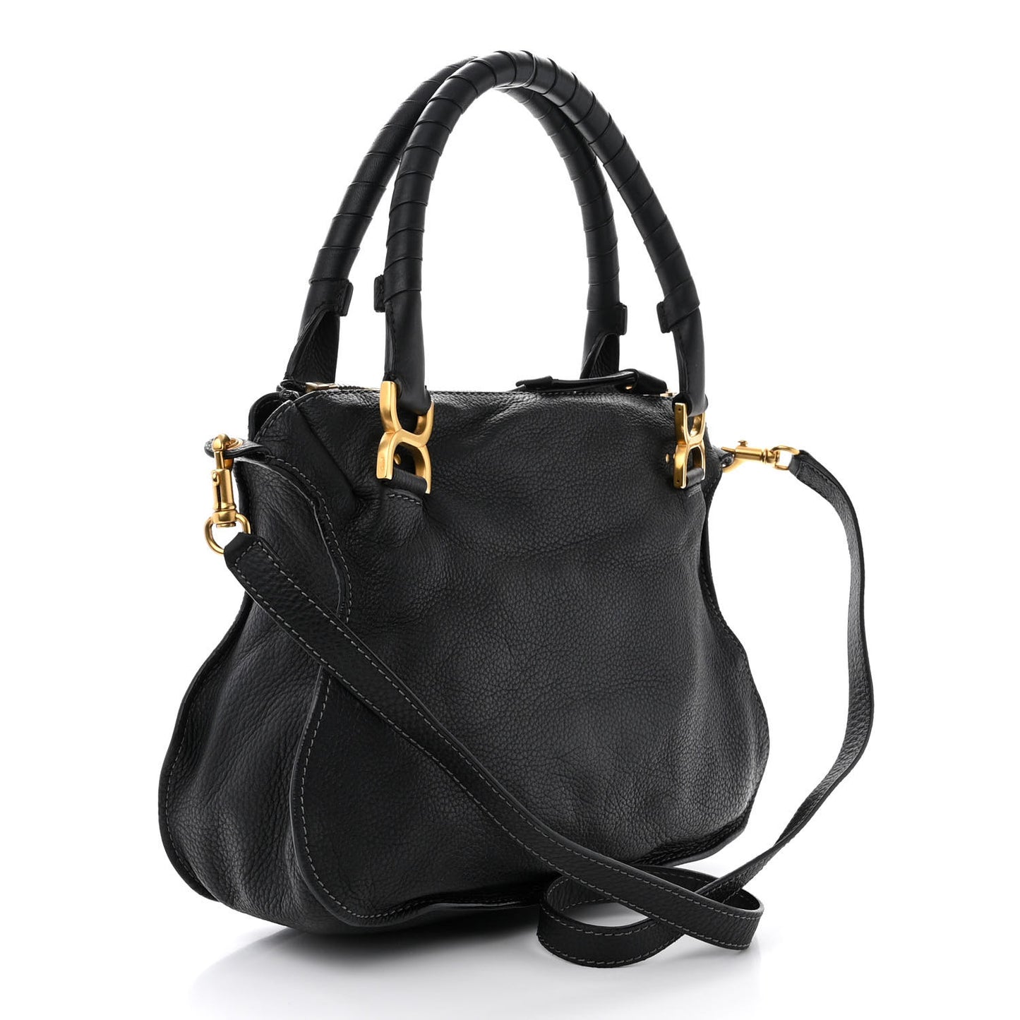 Calfskin Medium Marcie Satchel Black