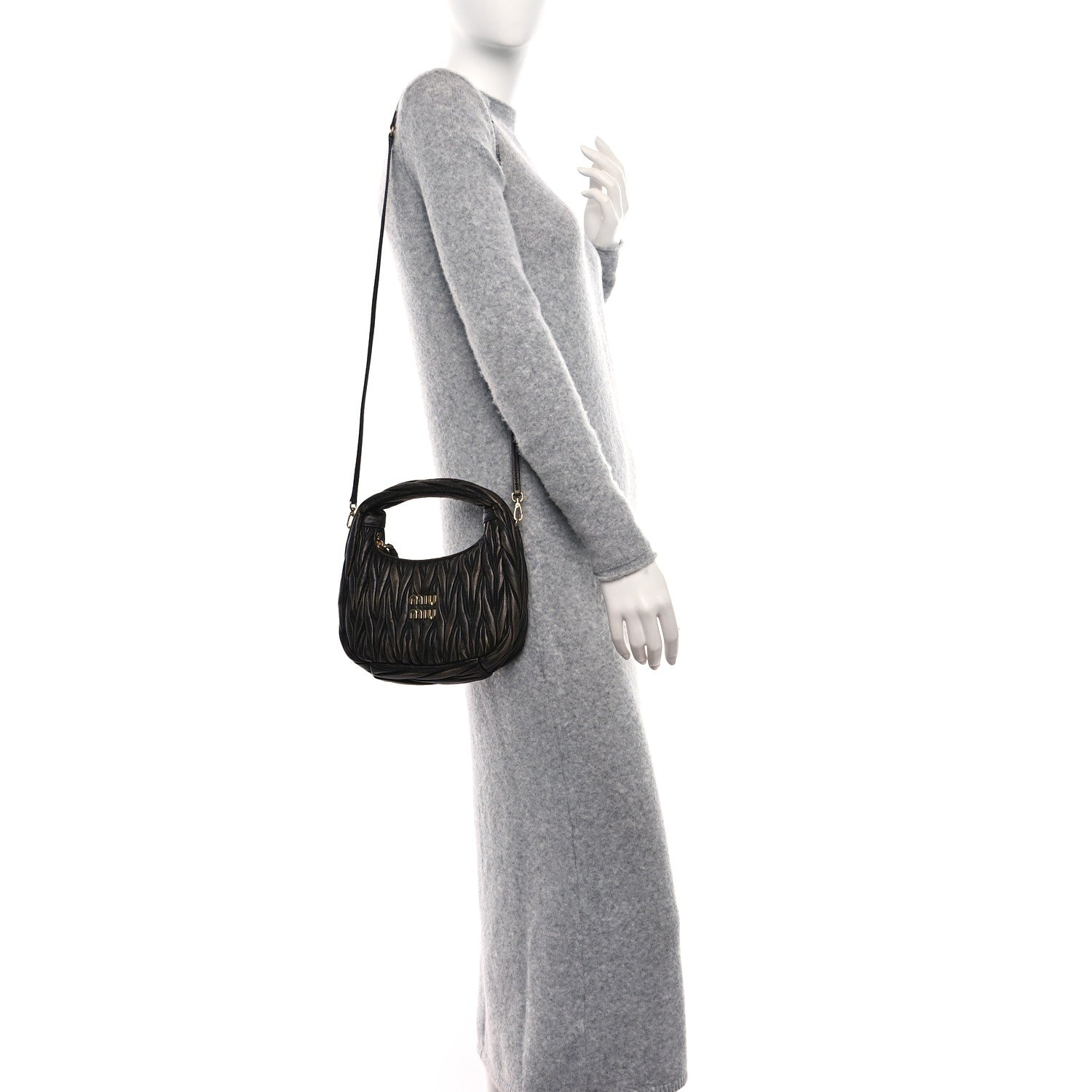 Miu Miu Nappa Matelasse Small Wander Hobo Sabbia Caffe 2 of 8