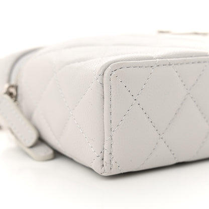 Chanel Caviar Quilted Ridged CC Top Handle Slim Vanity Case With Chain Light Grey 9 of 11