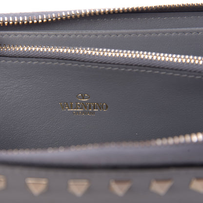 Valentino Garavani Calfskin Rockstud Zip Around Wallet Grey 8 of 8