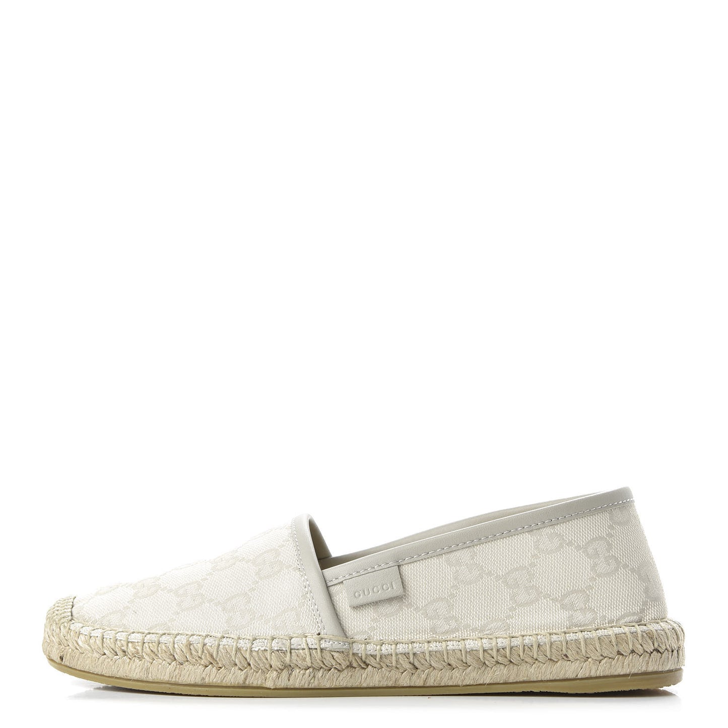 Washed Cotton Miro Soft Calfskin GG Monogram Espadrilles 35 White Mystic White