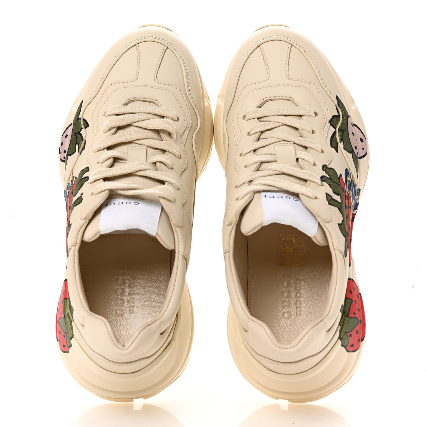 Apollo Calfskin Strawberry Womens Rhyton Sneakers 35.5 Ivory