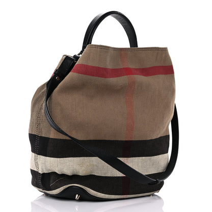 Burberry Canvas Mega Check Medium Ashby Hobo Black 3 of 24