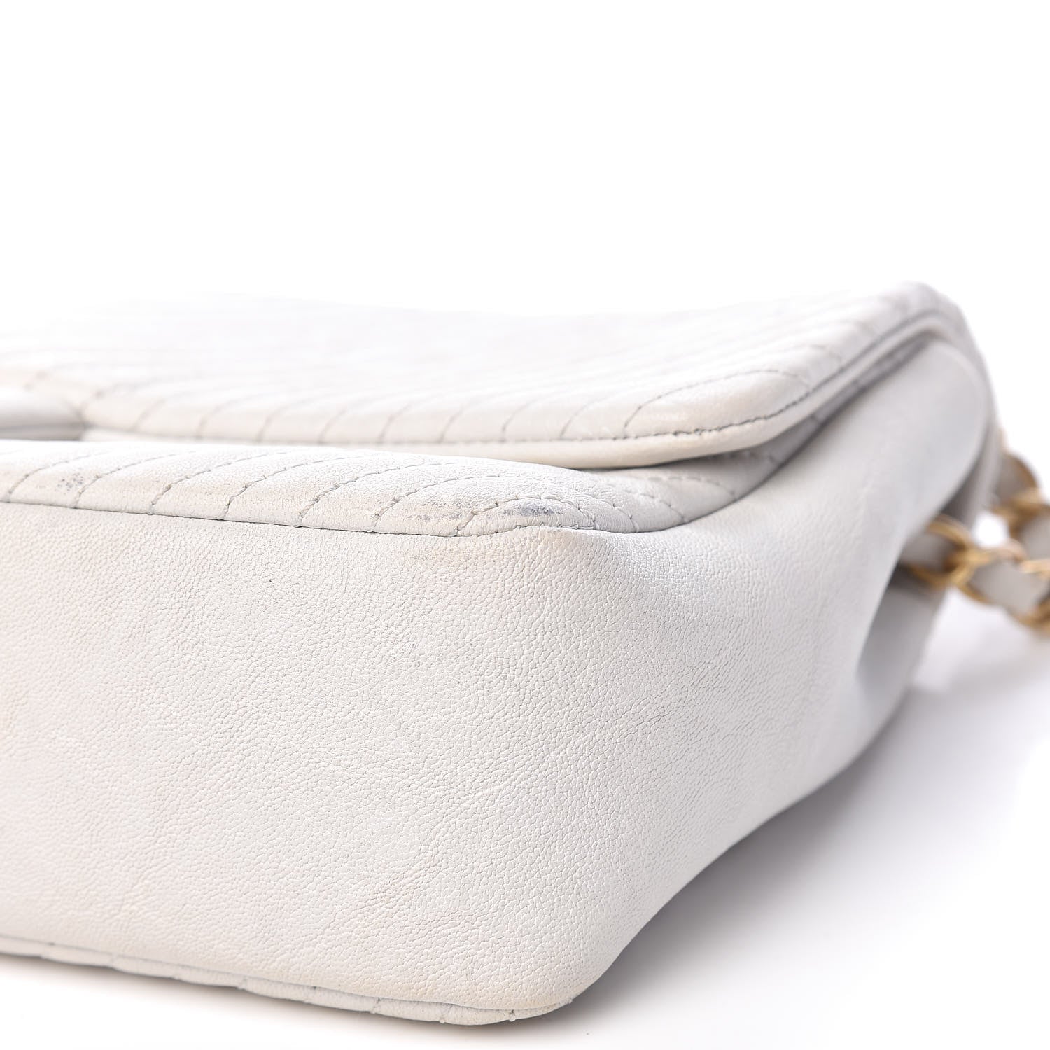 Chanel Calfskin Surpique Chevron Medium Flap White 11 of 21