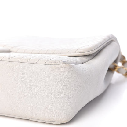 Chanel Calfskin Surpique Chevron Medium Flap White 11 of 21
