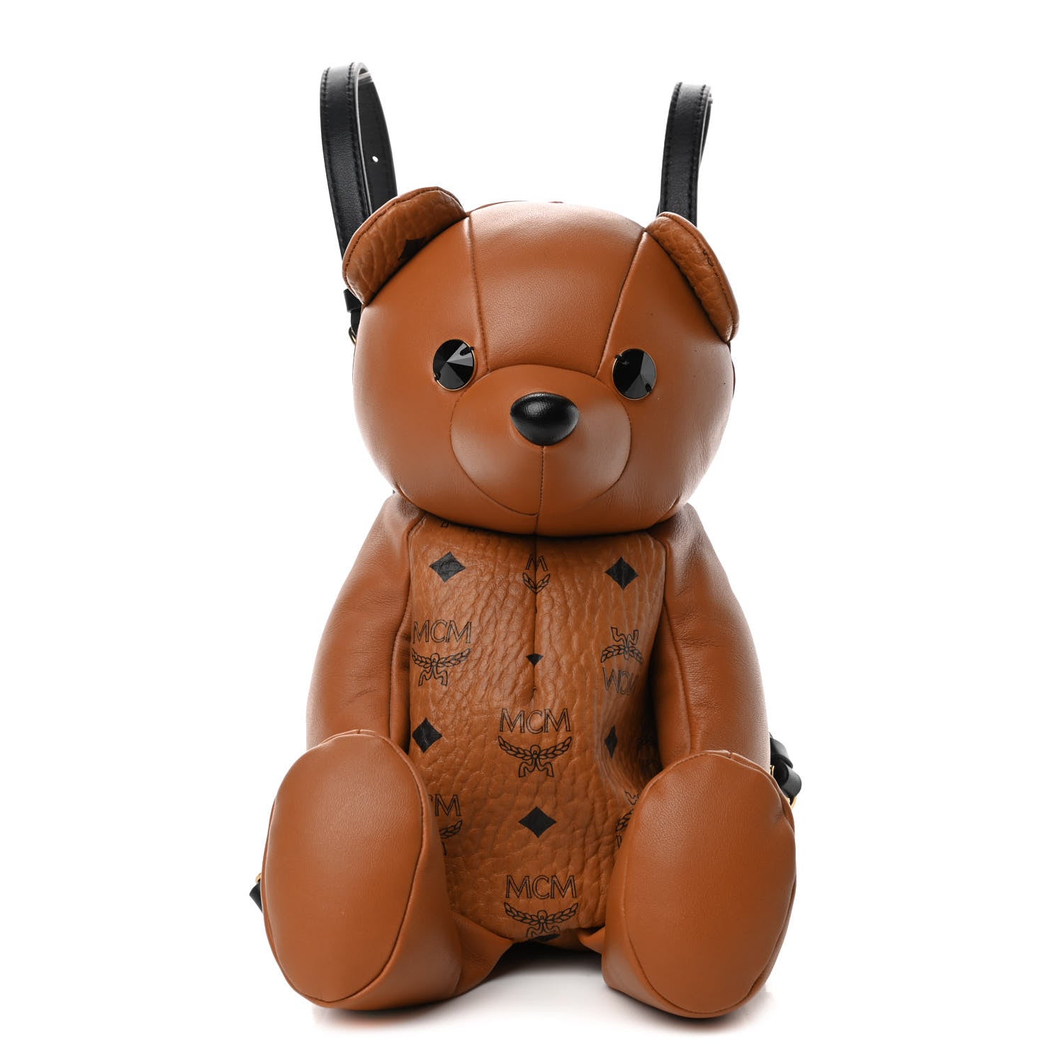 MCM Calfskin Visetos Bear Zoo Doll Backpack Cognac 793536