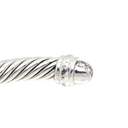 David Yurman Sterling Silver Pave Diamond 5mm Cable Classics Bracelet 3 of 3